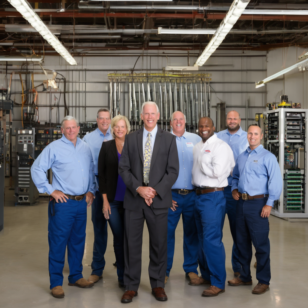 Satisfied commercial client with certified electrician
